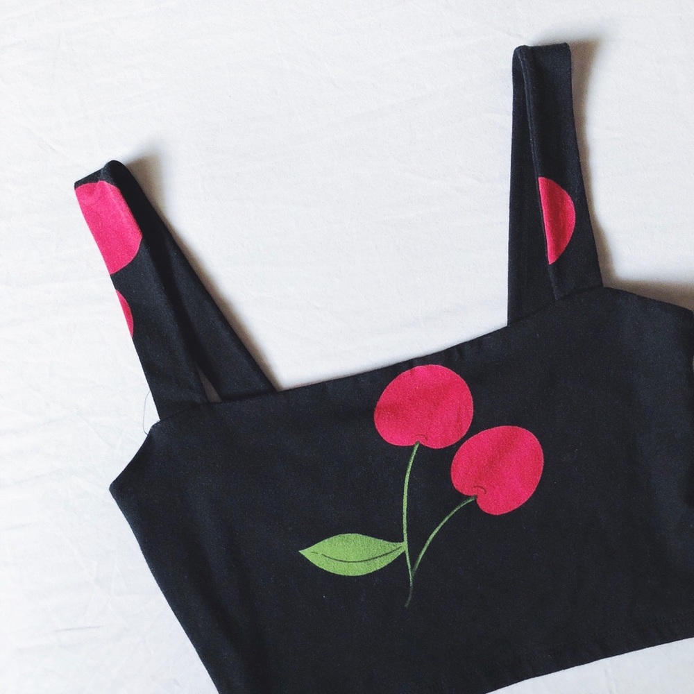 Forever 21 Cherry Print Crop Top